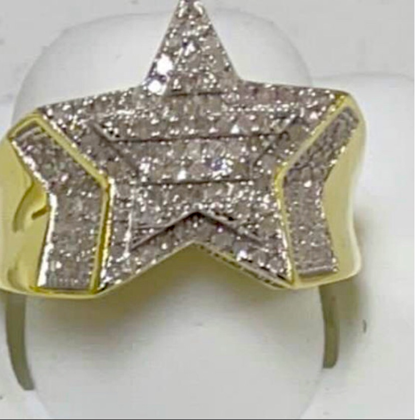 Mens Custom Made Real Diamond Star Ring Not Cz Mens Custom Made Real Diamond Star Ring Not Cz